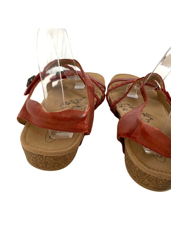 Aetrex Womens Size 10 Jillian SC368W Strappy Sandals Shoes Red Leather 1.5 in we - Picture 4 of 5